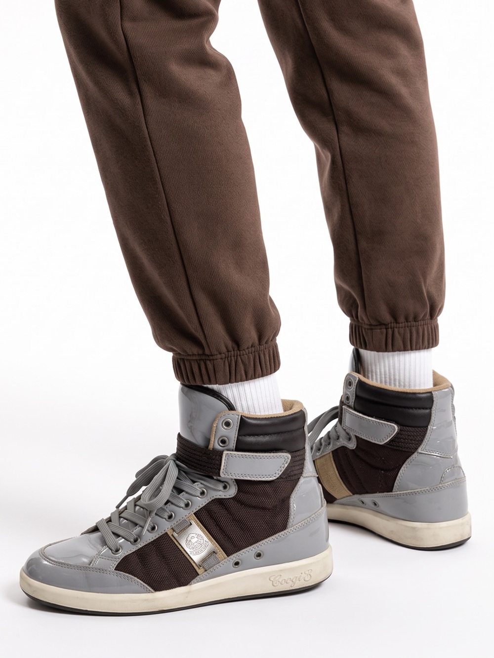 COOGI Men’s CM1103 Grey and Brown High-Top Sneakers shoes sz 9.5